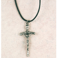 (D660LC) PEWTER PAPAL CRUCIFIX CORD