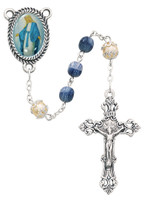 (364R) 6MM BLUE/PEARL ROSARY