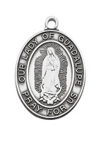(L683GU) 18" CH SS ST GUADALUPE MEDAL