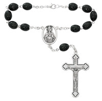 (654C) 6X8MM BLACK AUTO ROSARY/CARDED