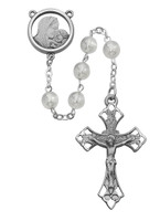 (R143ASF) 7MM WHITE GLASS ROSARY