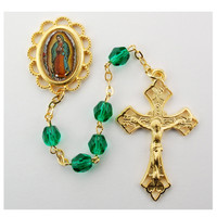 (R159HF) GREEN OL GUADALUPE ROSARY