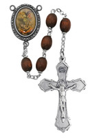 (R204DF) 6X8MM BROWN ST. MICHAEL ROSARY