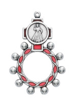 (94-22) RED DIVINE MERCY ROSARY RING