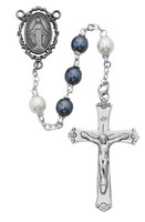 (R418DF) 7MM BLUE & WHITE PEARL ROSARY