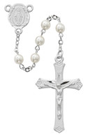 (R439RF) 6MM PEARL ROSARY WITH RHODIUM