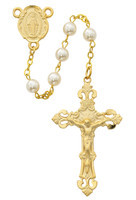 (R491HF) GP PEWTER AND PEARL ROSARY
