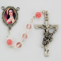 (R497DF) 6MM PINK ST. THERESE ROSARY