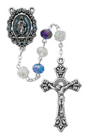 (R507SF) MULTI BLUE CRYSTAL ROSARY WITH