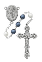 (R608DF) BLUE AND PEARL LOURDES ROSARY
