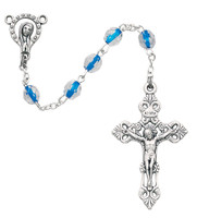 (P160R) 6MM BLUE CRYSTAL ROSARY BOXED