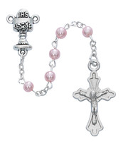 (P212CB) PINK PEARL COMMUNION ROSARY