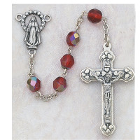 (120-RUC) 6MM AB RUBY/JULY ROSARY W/CNTR