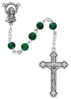 (P3GRC) 6MM GREEN SWIRL ROSARY CARDED