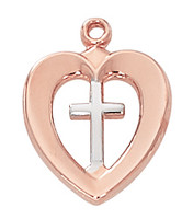 (JR788) ROSE GOLD SS TWO TONE HEART CR