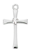 (L9208) 16-18"CH SS CROSS WITH CRYSTAL