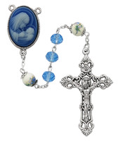 (R724F) 7MM BLUE CRYSTAL CAMEO ROSARY