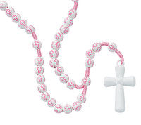 (P375R) KID'S PINK CROSS ROSARY BOXED