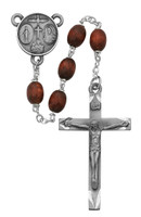 (137D-BRF) 6X8MM BROWN WOOD OVAL ROSARY