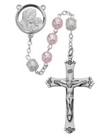 (592RF) 7MM PINK/PEARL ROSARY