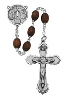 (139D-BRF) 6X8MM BROWN WOOD OVAL ROSARY