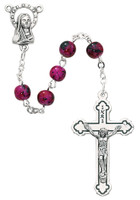 (P3PKC) 6MM PINK SWIRL ROSARY CARDED