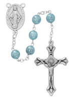 (P405R) BLUE SWIRL ROSARY, BOXED