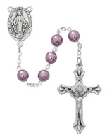 (P406C) PURPLE PEARL ROSARY, CARDED
