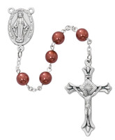 (P404C) ROSE PEARL ROSARY, CARDED