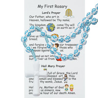(P374FRC) KID'S BLUE CROSS ROSARY CARDED