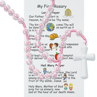 (P375FRC) KID'S PINK CROSS ROSARY CARDED