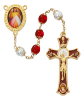 (R780HF) 8MM RED/PEARL DIVINE MERCY