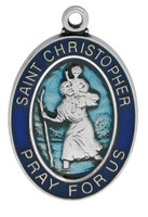 (L831) SS ST CHRISTOPHER W/BLUE EPOXY