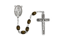 (P558C) BROWN WOOD ROSARY CARDED