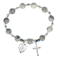 (BR223) GREY MARBLE ROSARY STRETCH
