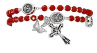 (B1005C) RED CRYSTAL TWISTABLE  ROSARY