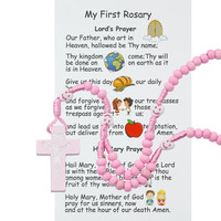 (P564RC) KID'S PINK WOOD ROSARY WITH