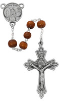 (R876F) 7MM BROWN WOOD ROUND ROSARY