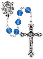 (P357R) 8MM SAPPHIRE GLASS ROSARY BOXE