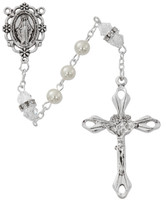 (R917CRKF) 6MM PEARL, CRYTAL ROSARY