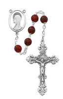 (R925F) 7MM RED/BLACK GLASS ROSARY