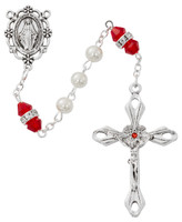 (R917RUC) 6MM PEARL, RUBY ROSARY