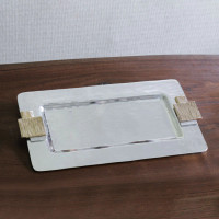 Ashley McPherren - Beatriz Ball Manhattan Medium Rectangular Tray with Gold Handles
