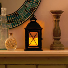 Aversa Metal Lantern with LED Candle & On/Off/Timer 