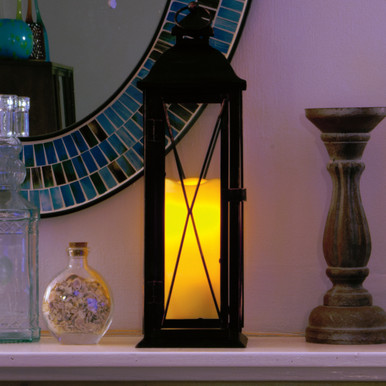 Siena Metal Lantern with LED Candle & On/Off/Timer