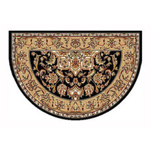 46x31 Half Round Kashan Hearth Rug - Black/Beige