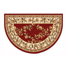 46x31 Half Round Floral Hearth Rug - Red/Ivory