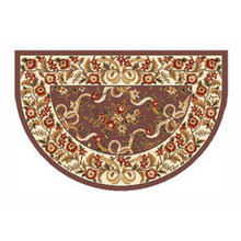 46x31 Half Round Floral Hearth Rug - Plum/Ivory
