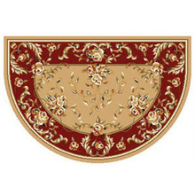 46x31 Half Round Floral Hearth Rug - Coffee/Red