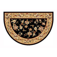 46x31 Half Round Floral Hearth Rug - Black/Beige